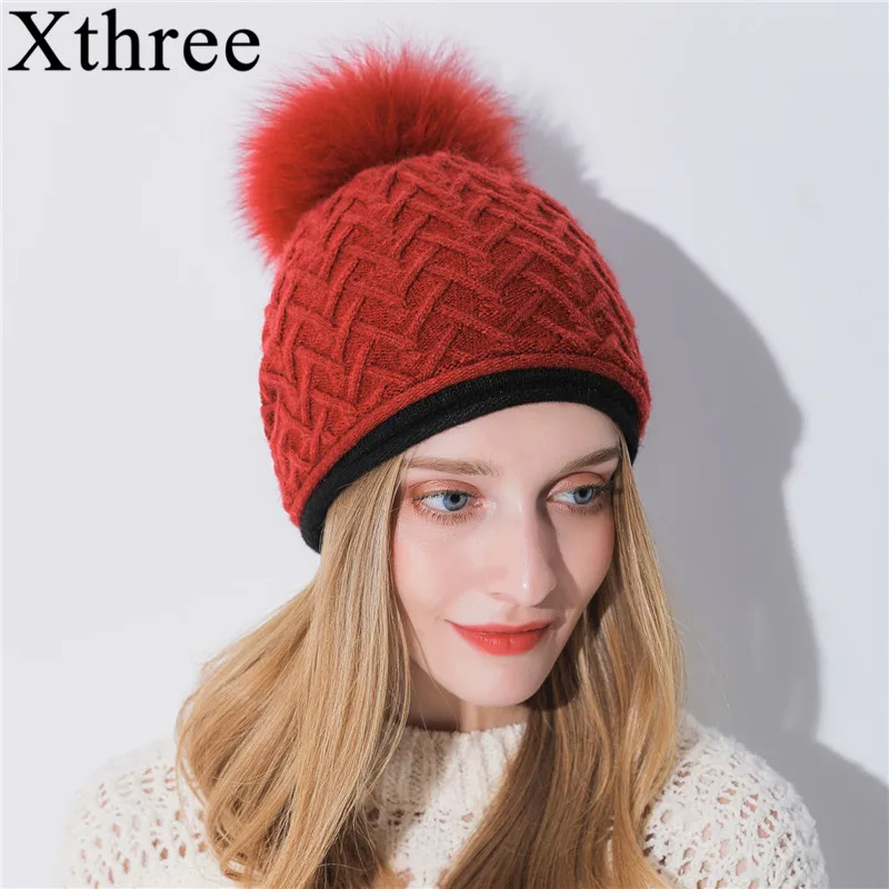 Xthree Women Keep Warm Cashmere Winter Hat For Girl Knitted Hat Beanie