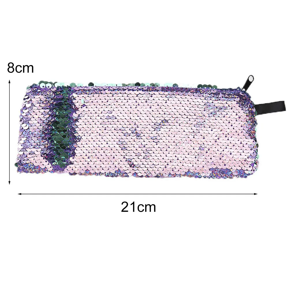 1 шт., двусторонний блестящий чехол-карандаш с блестками и русалочкой, косметичка, сумки с пайетками, сумки, канцелярские принадлежности