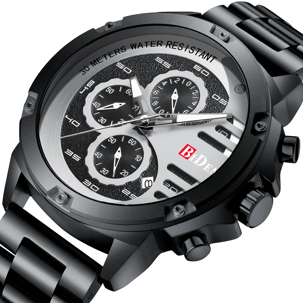 

New Biden Top Luxury Brand Men Sports Quartz Wristwatch Men's Military Waterproof Watches Men Full Steel LED Watch Clock Male