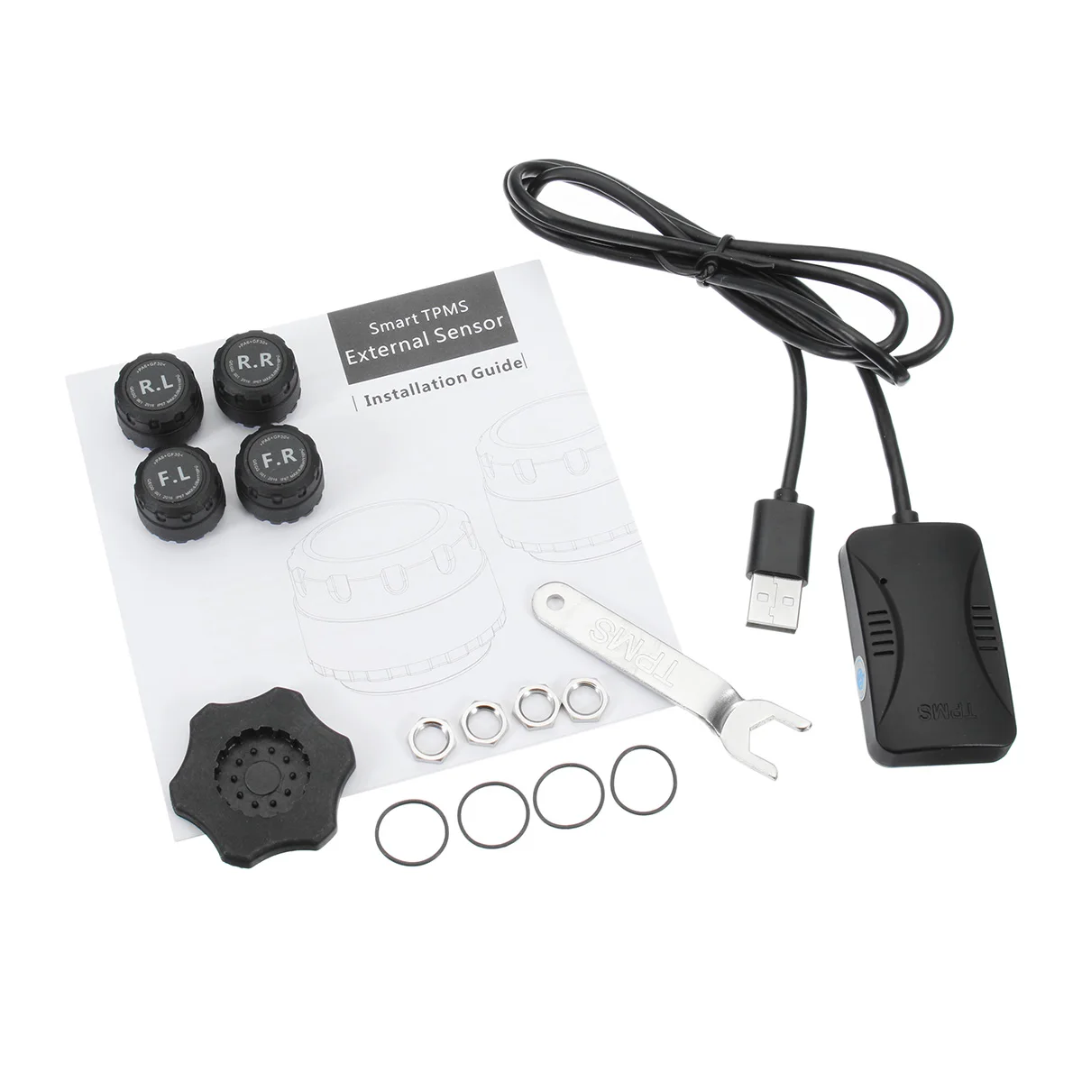 Car TPMS Tire Pressure Monitoring System 4 Sensors Alarm Tire Temperature Monitoring System Car TPMS for Android DVD tp630 tpms car smart bluetooth tpms tire pressure psi bar temperature alarm system for android for ios 4 sensors