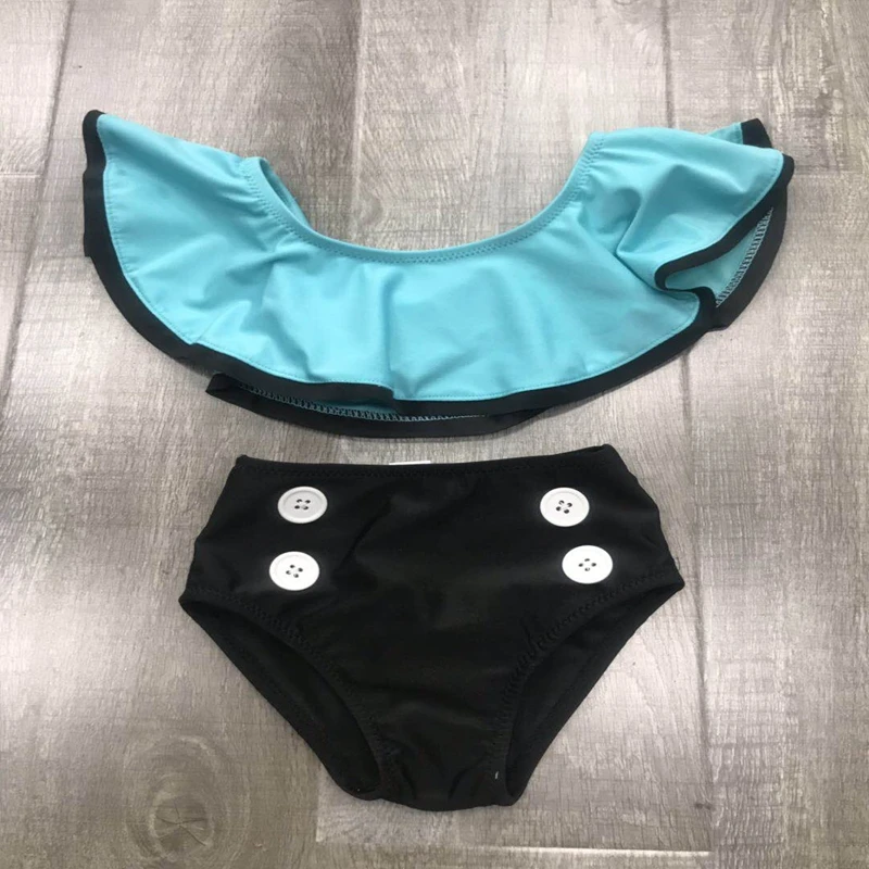 blue Loozykit/Одежда для купания для маленьких девочек; коллекция года; летний детский купальный костюм из двух предметов для водных видов спорта; пляжное бикини - Цвет: blue