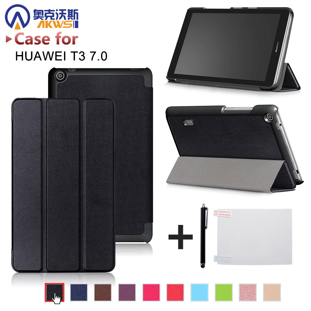 

Triangle stand PU leather cover case for Huawei MediaPad T3 7.0 BG2-W09 tablet for Honor Play Pad 2 7.0 +free gift