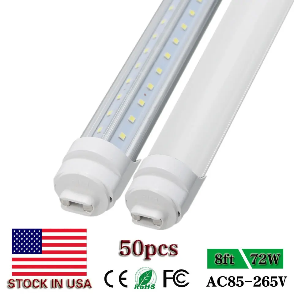 Led Tube bulb R17D V Shape 8ft bar Light Cold White 96'' T8 72W double row dual end power