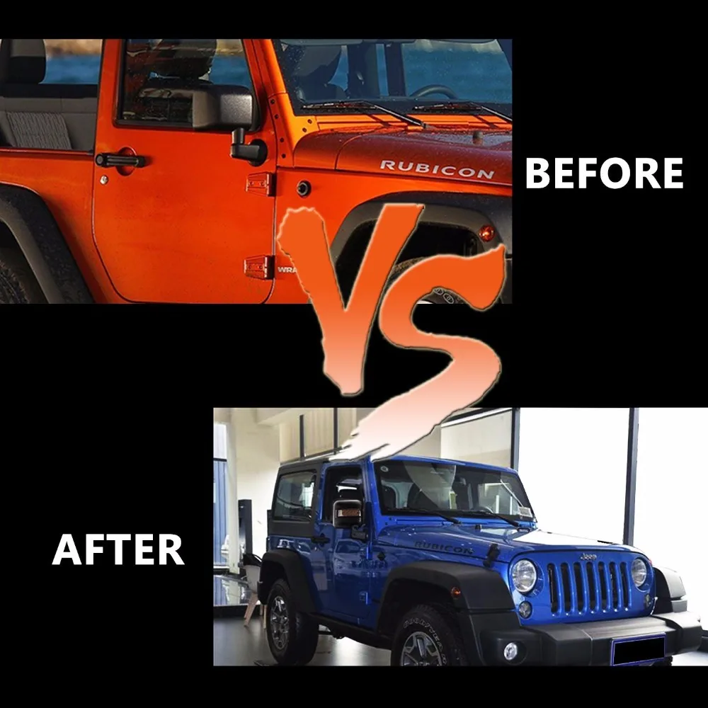 017 JEEP WRANGLER JK LED OFF ROAD REARVIEW MIRROR UPGRADE with Turn Signal Lights & DRL& Side Mirror Lights Side Mirror Light Lamp Bulb e
