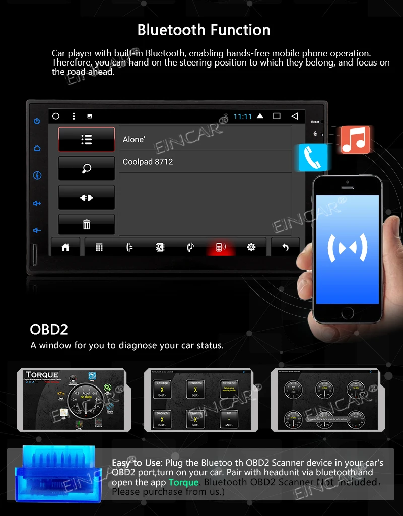 Радио HD 1080 P видео плеер SWC EQ USB TF карта обои изменение Android Eincar двойной дин стерео с