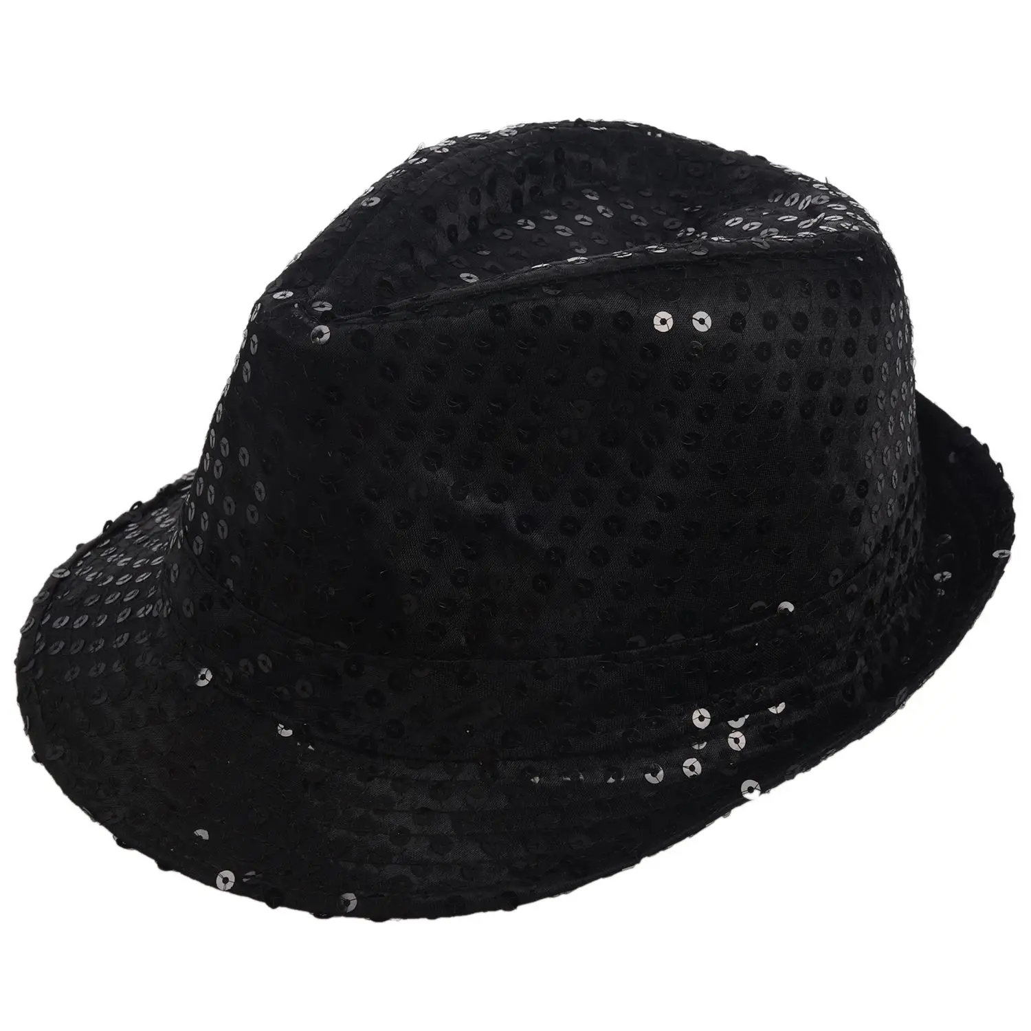 Блестящая шляпа Трилби топ шляпа нарядное платье Вечерние девичник ночной танец театральные шоу, черный - Цвет: Black