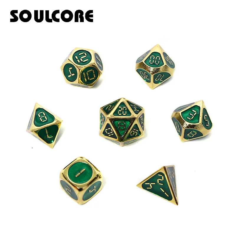 

d&d rpg metal dice set dnd polyhedral solid dungeons and dragons digital green dices d20 10 8 12 table games Zinc alloy pattern