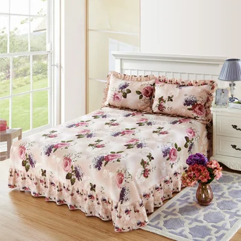 

Twin Queen King size 3Pcs Bed Sheet Set Pillowcase Blossom Flower Top Bedding sheet 100%Cotton Ultra Soft Breathable Flat sheet
