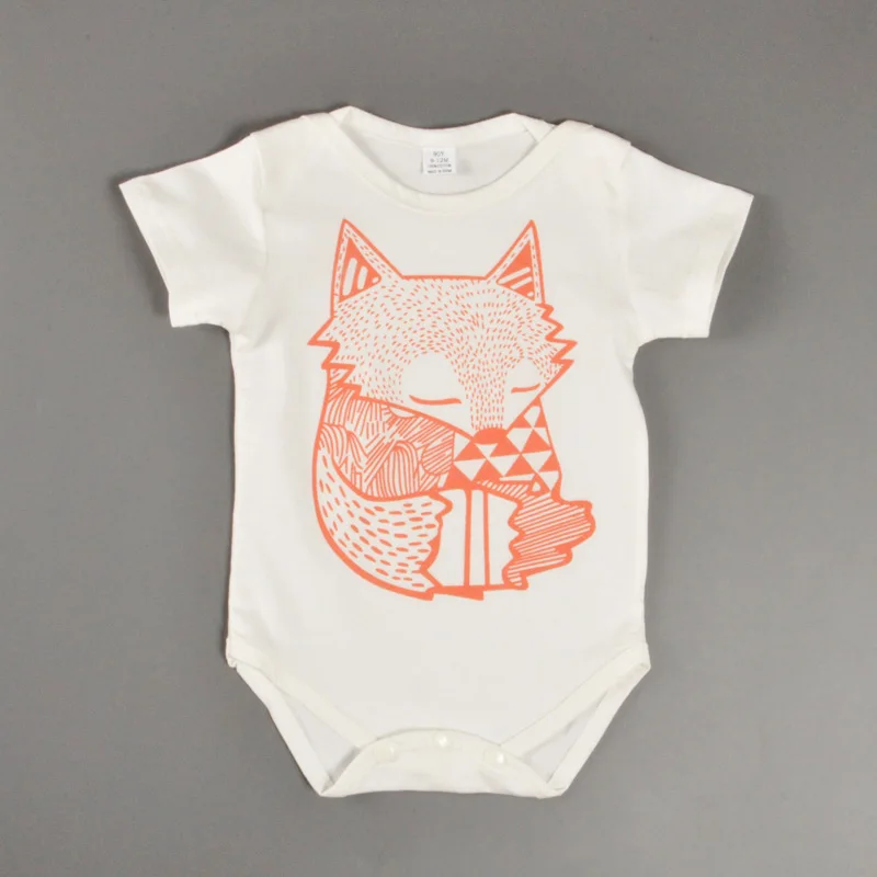 

Summer Infant Girl Clothes Romper 2016 Cartoon Fox Pattern Girl Infant Clothes Romper Summer Short Sleeve Baby Jimpsuit Boy Girl
