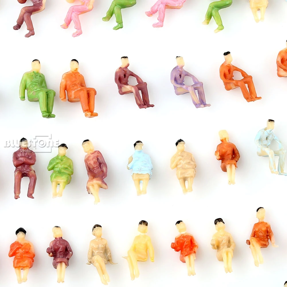 100Pcs Mini Painted Models Figures 1:150 Standings Sitting Model People Toy BS 