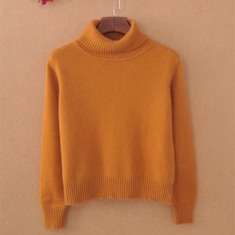 

Winter High quality Women's thicken short design sweaters and pullovers high collar Turtlene cashmere sweater female basic shirt