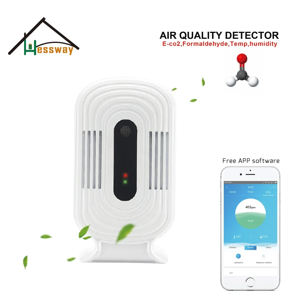 Temp Влажность формальдегид HCHO TVOC CO2 Датчик качества воздуха мониторинг инструменты для Wi-Fi дома профессиональный счетчик смога