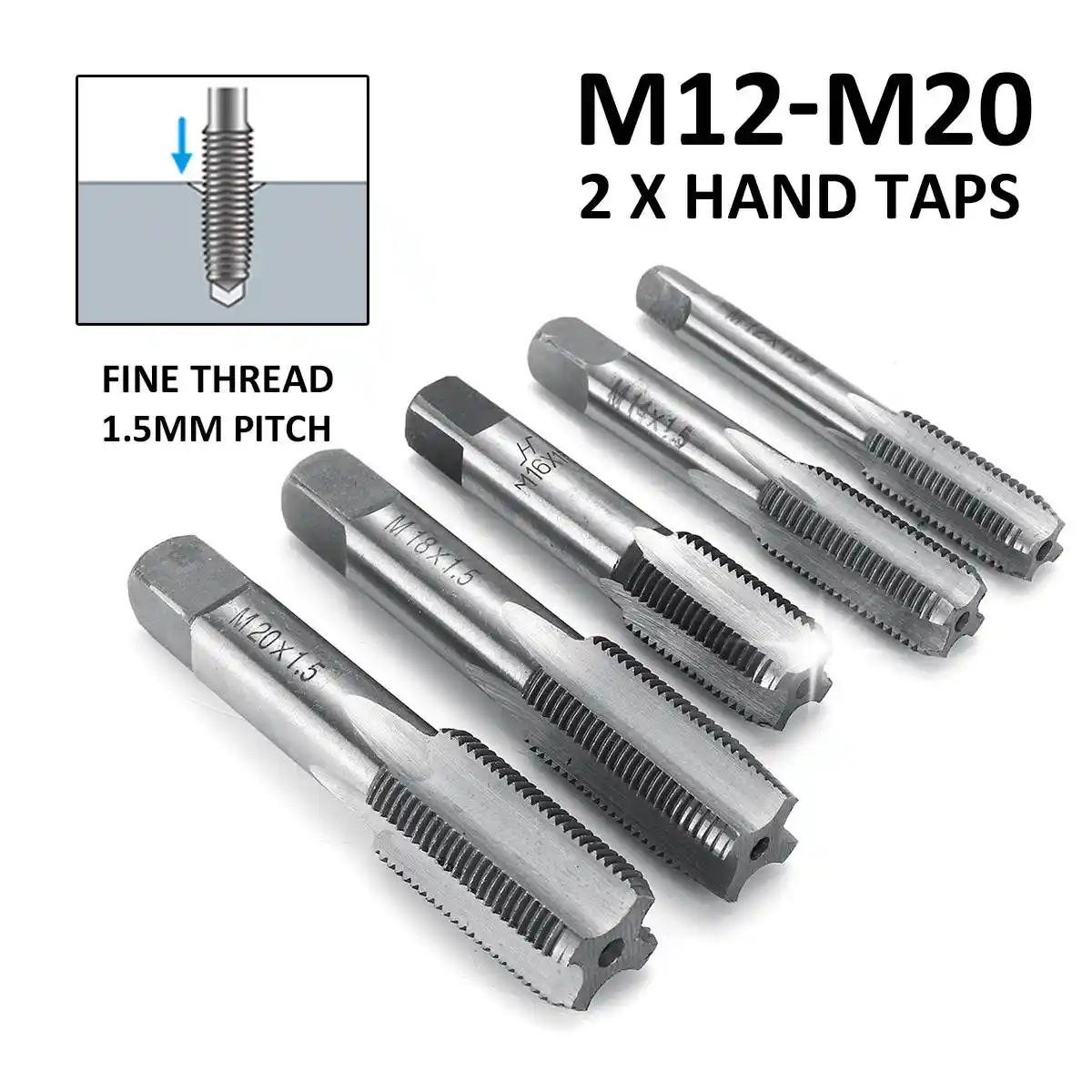 HSS 14mmx1.5 Metric Taper /& Plugs Tap Right Hand Thread M14x1.5mm Pitch Parts