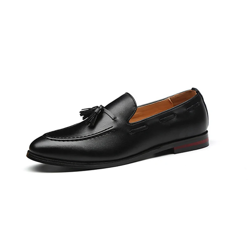 Мужская обувь; коллекция года; Классические Формальные туфли с кисточками; лоферы; Роскошные Мужские дышащие туфли на плоской подошве; мужские деловые туфли для ночного клуба; большие размеры - Цвет: Black