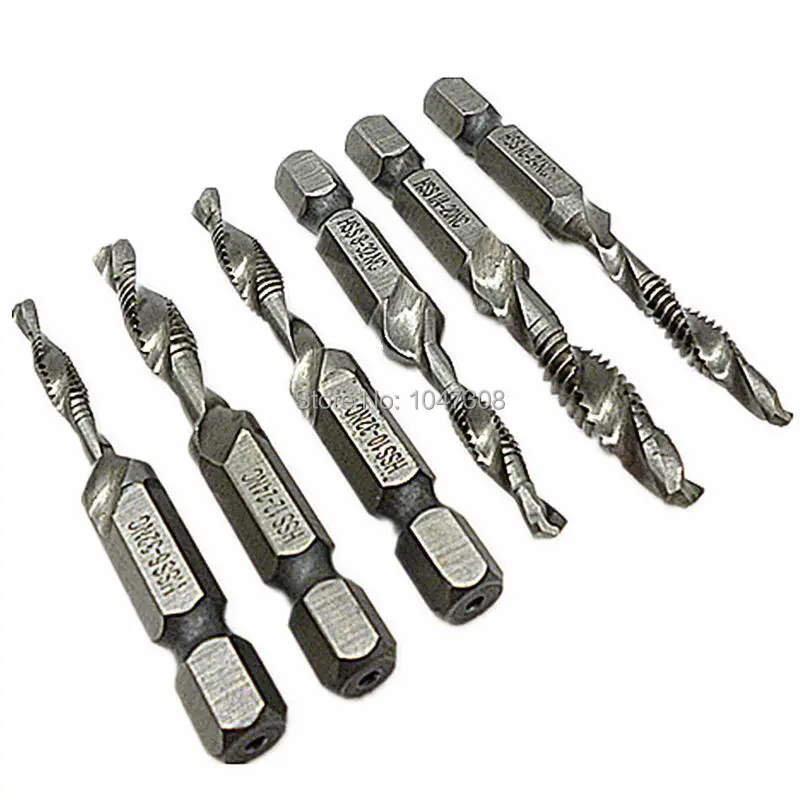 6pcs SAE Drill/Tap/Deburr Bit Set Combination Drill Tap Bit Tapping