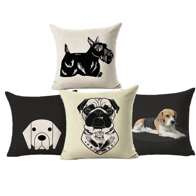 

Cushion Cover Dog Cartoon Animals Printed Cotton Linen Decorative Pillowcase For Sofa Car Home Decor Jojo Siwa Kussenhoes
