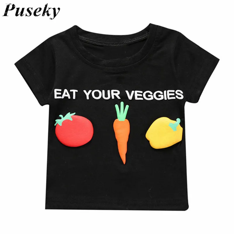 

Cute Cartoon Baby Boys Girls Clothes Tomato Carrot Vegetable Short Sleeve Printing T-shirt Summer Casual Kids Clothing Tops Tees