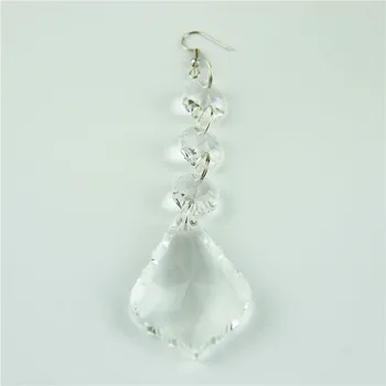 

Crystal Earring 50mm Clear Glass Maple Leaf Shape Lighting Pendant With Octagon Beads Chandelier Lamp Parts High Quality