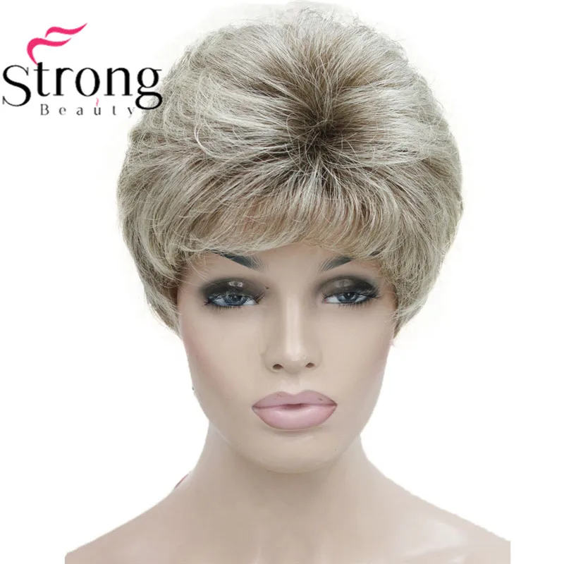 StrongBeauty короткий лохматый слоистый блонд Омбре Классический колпачок полный синтетический парик женские парики