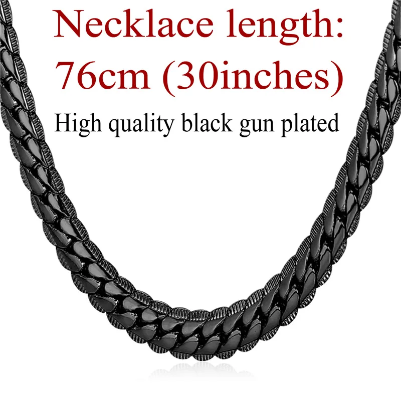 6 мм цепочка на шею для мужчин Дубай змея звено цепочка на шею для мужчин ювелирные изделия оптом мужской подарок колье N019 - Окраска металла: black gun 30inch