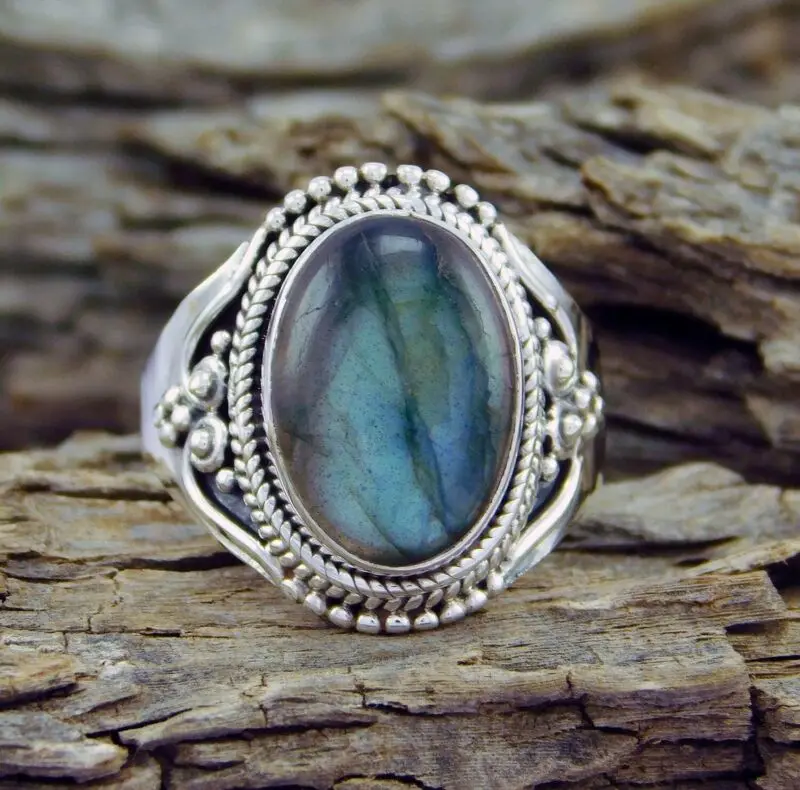 Натуральный лунный камень 925 Серебряное кольцо для мужчин и женщин ювелирные изделия Свадебные размеры 5-10 Мода