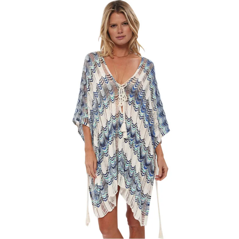 Preise Sexy Cover Up Bikini Frauen Badeanzug Abdeckung up pareo strand Badeanzug Strand Tragen Stricken Bademode Hohl Strand Kleid tunika Robe
