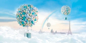 

20x10ft Photography Backdrop balloons Birthday Backdrop blue sky white clouds Background Banner Birthday Baby Shower Photo Booth