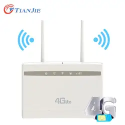 Tianjie Разблокирована беспроводной 300 Мбит/с 4 г LTE CPE Wi-Fi модем-маршрутизатор с LAN порты и разъёмы simcard слот с SMA порты и разъёмы внешние антенны