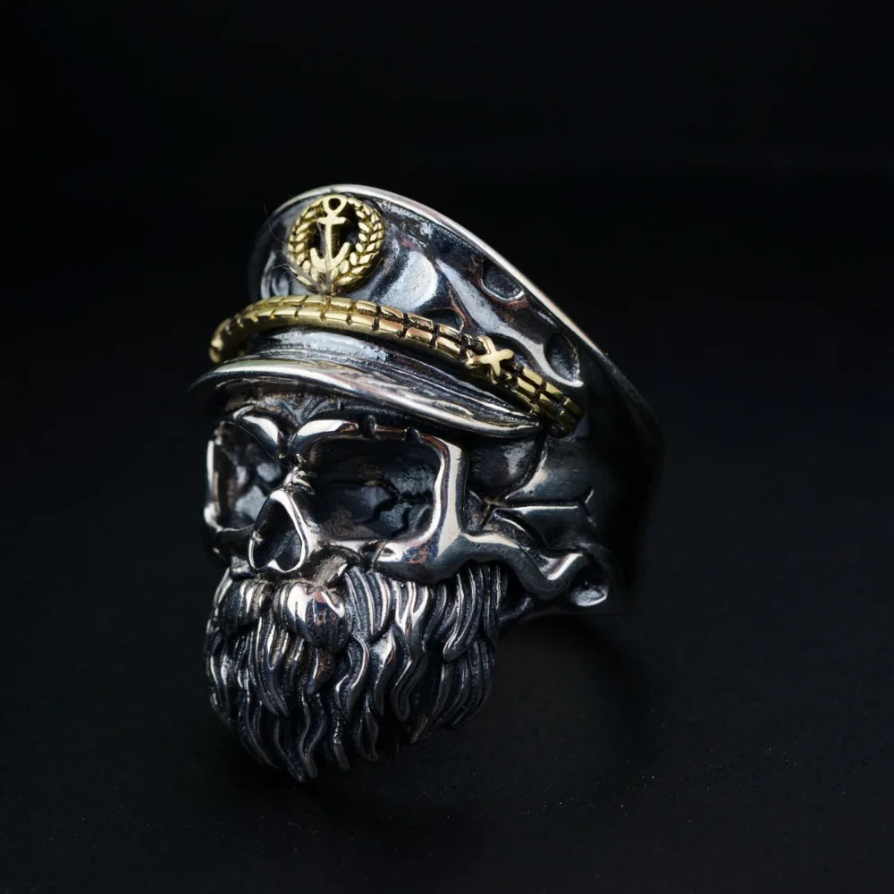 BALMORA, 925 пробы, серебряное, Ретро стиль, череп, капитан, открытый штабелирование, кольца для мужчин, пара, панк, крутое, хип-хоп, модное ювелирное изделие, Anillos