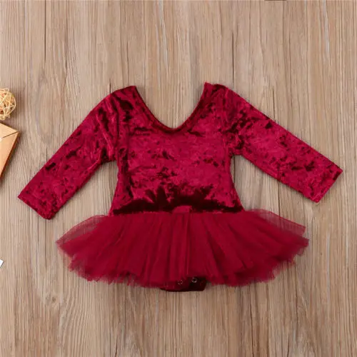 Новая стильная Вельветовая детская одежда принцессы на день рождения Детский комбинезон для девочек кружевное платье боди-пачка с фатиновой юбкой