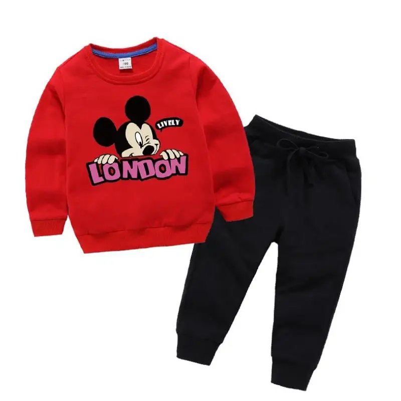 

2018 kids sport suits spring Baby Clothing Sets Children Boys Girls Clothes Kids 100%cotton Mickey T-shirt And Pants 2 Pcs Suits