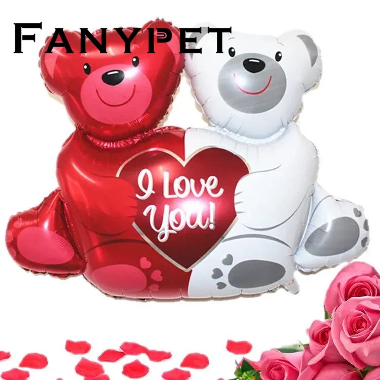 Большие миниатюрные фольгированные воздушные шары с надписью I love You в виде двух