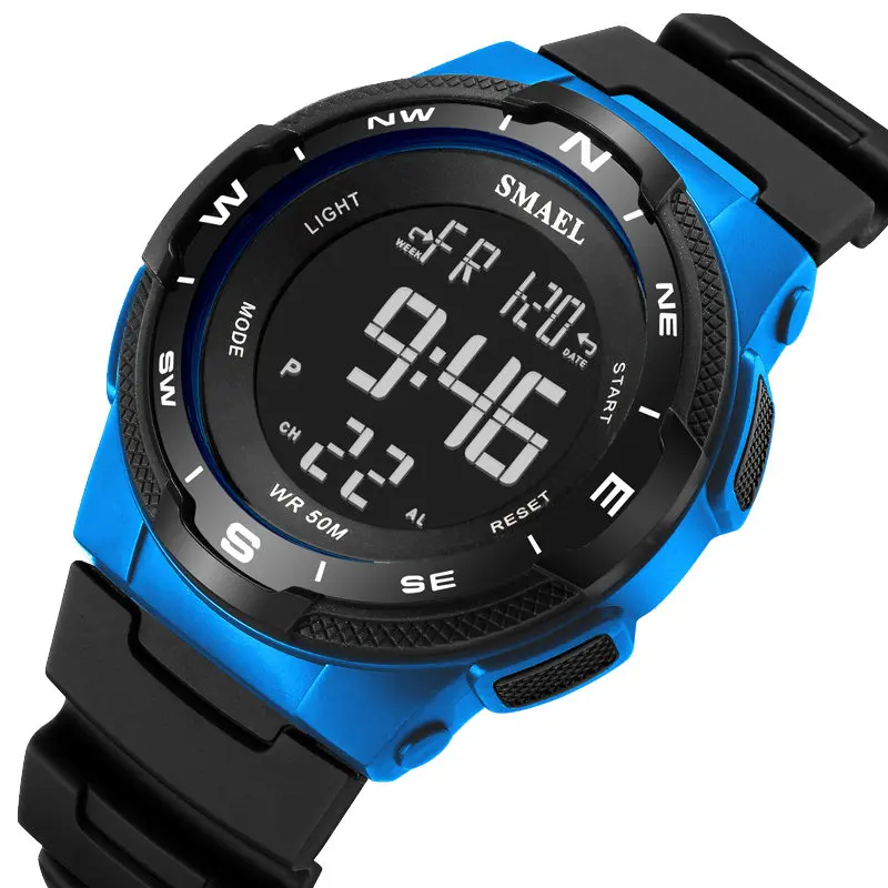 SMAEL новые модные мужские спортивные часы ударостойкие водонепроницаемые повседневные армейские военные светодиодный цифровые часы мужские Relogio Masculino - Цвет: Black Blue