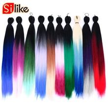 Silike предварительно растянутые легкие плетеные огромные косы предварительно Пернатые натуральные слои 24 дюйма синтетические легкие волосы для наращивания