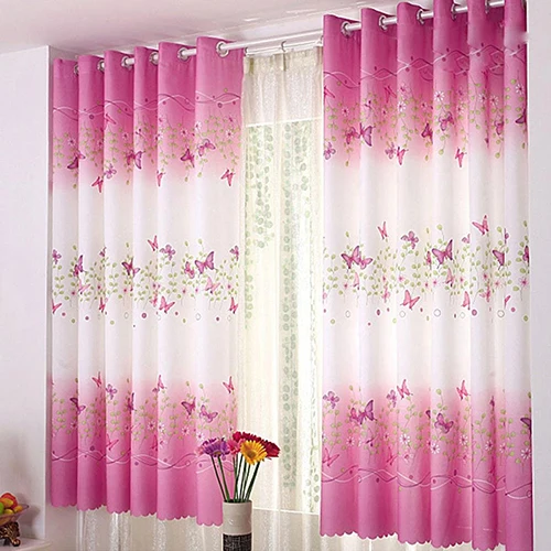 

Window Curtain Butterfly Pattern Calico Cloth Home Door Balcony Screen Sheer