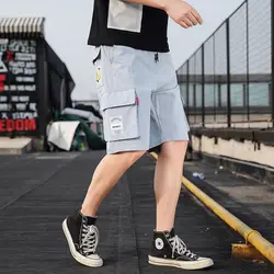 2019 летняя новая Корейская версия высокого качества Мужская свободная японская эластичная лента рабочие пять брюк уличная