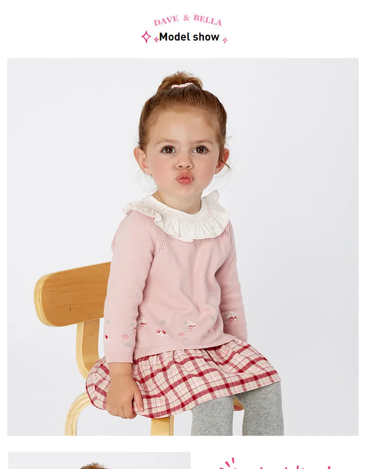 DB11455 dave bella/осеннее милое клетчатое платье принцессы с цветочным рисунком для маленьких девочек детское модное праздничное платье детская одежда в стиле «лолита»
