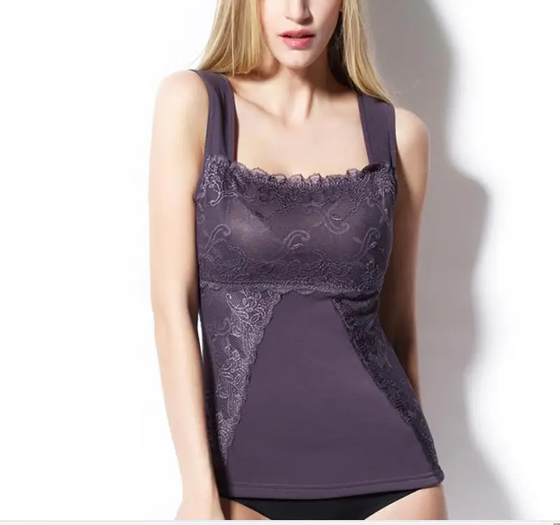 

Tanks Camis Tops Tees 3XL 2019 new fashion plus thick velvet vest lace Ms. warm warm shirt Bra Shapewear free shipping