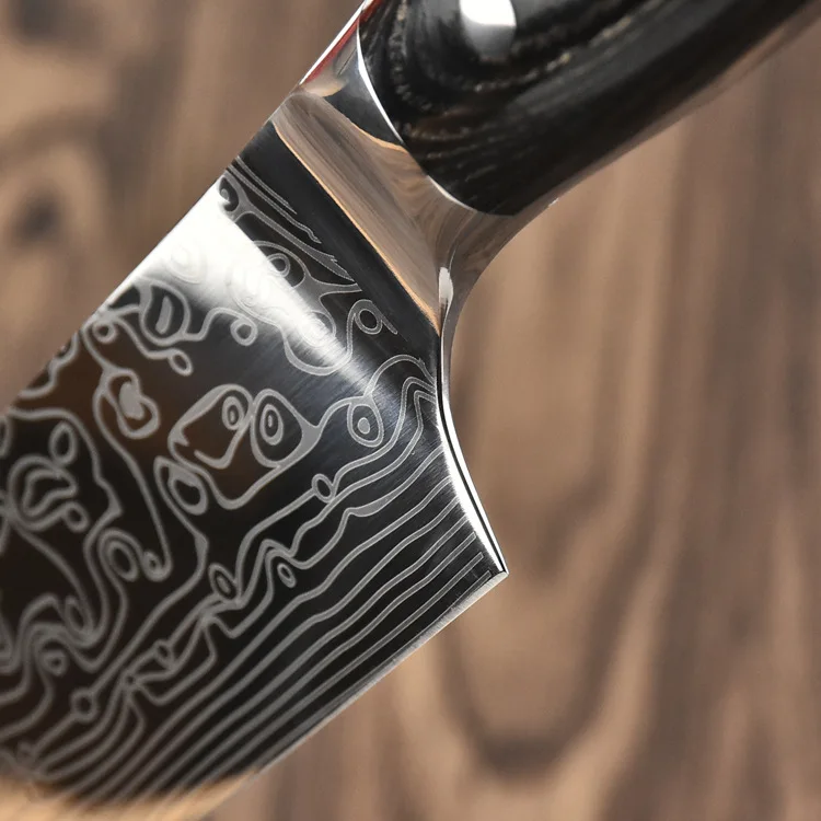 8 дюймов высокоуглеродистой нержавеющей стали Профессиональный Острый кухонный нож Santoku нож