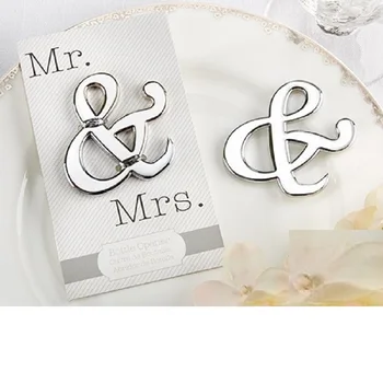 

200pcs Wholesale "Mr. and Mrs." Ampersand Bottle Opener Favor For Party Supplies Silver Wedding Gift For Guest wa3117