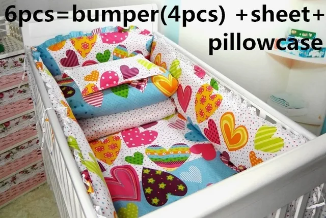 Promotion 6pcs Lovely Flower Baby Girl Crib Bedding Set Baby