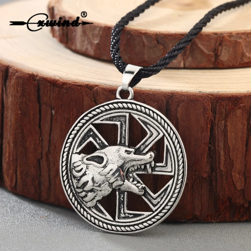 

Cxwind Slavic Amulet Charm Wolf Totem Ax Necklace Vintage Amulets Men's Valknut Rune Animal Pendant Nordic Talisman Jewelry