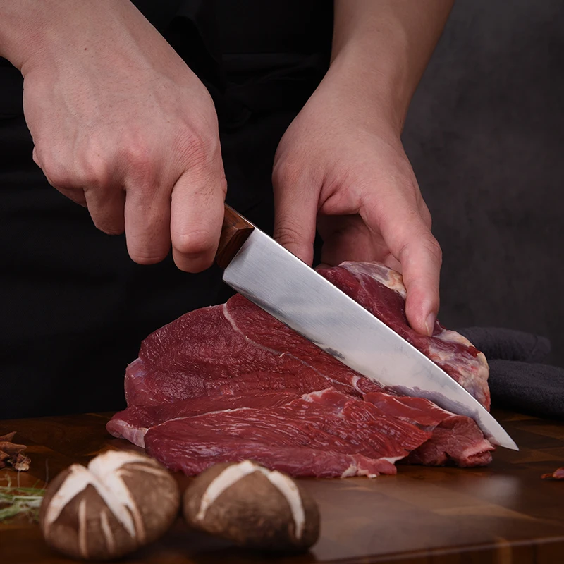 

Chefs Knife 7 inches Slaughter Bone Butcher Knife Kitchen Cooking Knives Tool Stainless Steel Wooden Handle Meat Slicing Cutter