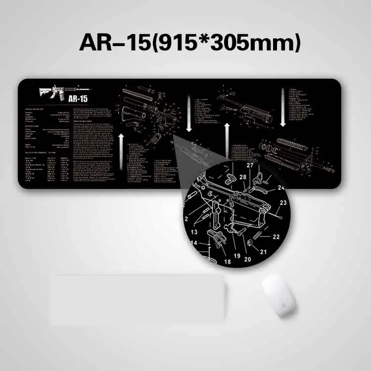 

AR15 AK47 Gun Cleaning Rubber Mat With Parts Diagram and Instructions Armorers Bench Mat Mouse Pad for Glock SIG P226 P229