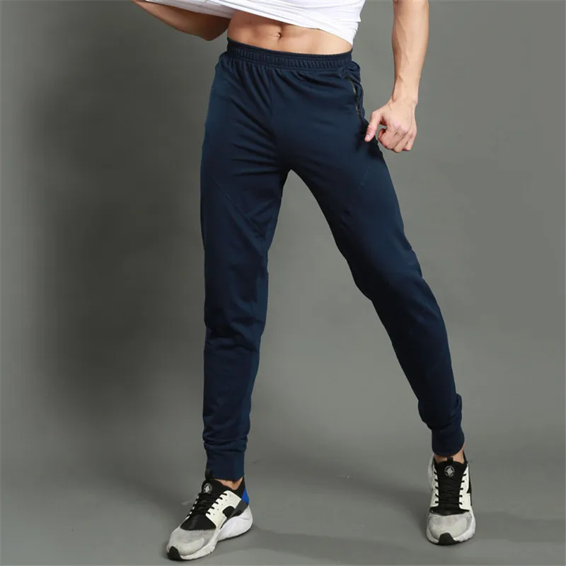 Летние новые Компрессионные спортивные Леггинсы, мужские повседневные леггинсы для фитнеса, летние спортивные облегающие хлопковые мужские длинные штаны - Цвет: Синий