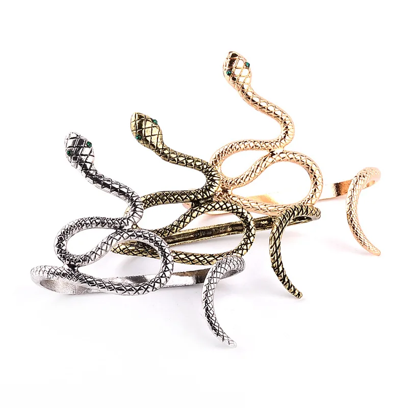 

Personality Vintage Jewelry Antique Silver Plated Metal Animal Snake Bracelets and Bangles