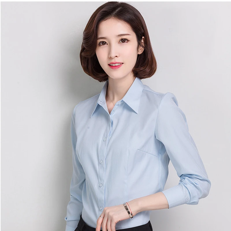 Женская шифоновая рубашка с длинным рукавом V образным вырезом|office shirts for women|office