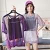 Transparent Purple T-shirt & Stereotype Strappy Black Top