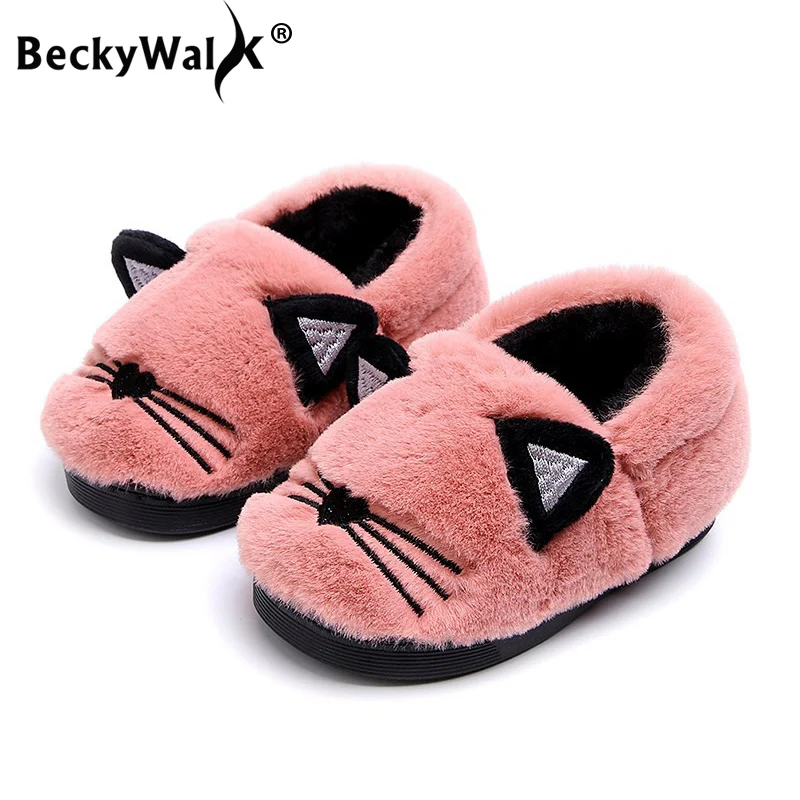 BeckyWalk детская обувь детские зимние тапки для дома помещений Нескользящие тапочки