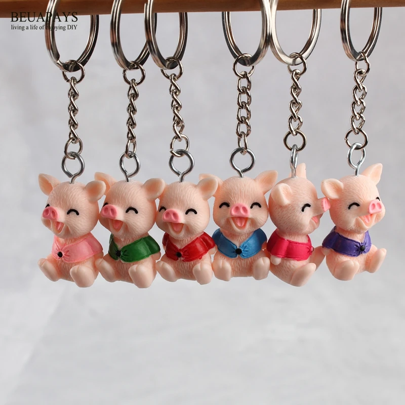 10pcs Resin Figurines Miniatures Colorful Piggy Accessories